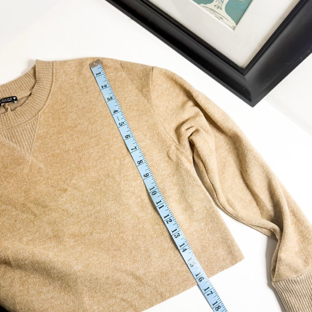ZARA Cropped Sweatshirt in Camel Beige Soft & Cozy – Size M - Picture 7 of 7